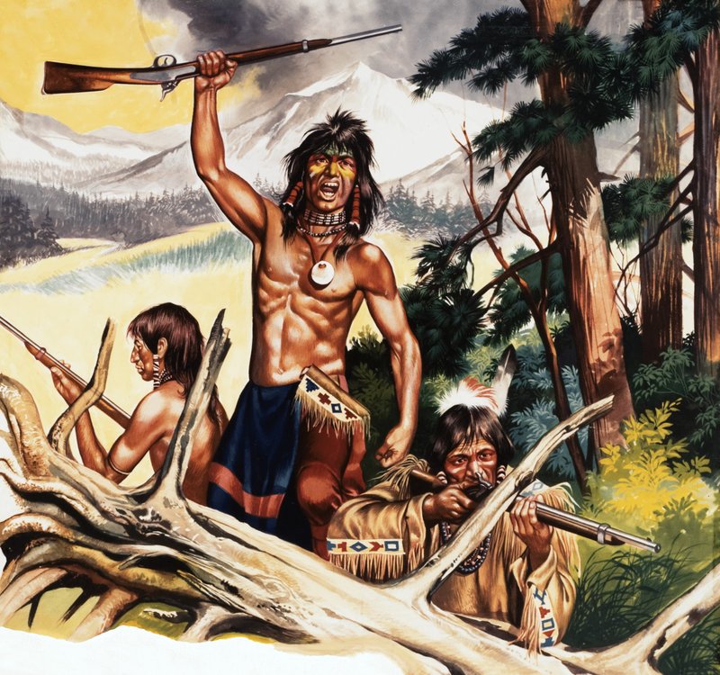 Amerikansk indianer med gevær av Ron Embleton