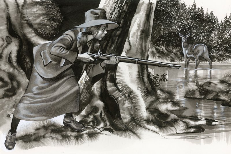 Annie Oakley skyter en bukk av Ron Embleton