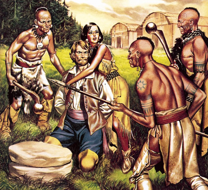 Kaptein John Smith og Pocahontas av Ron Embleton
