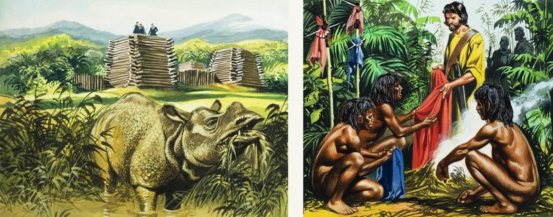 Marco Polo på Sumatra (gouache på papir) av Ron Embleton