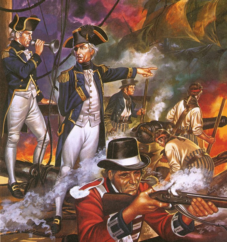 Nelson i slaget ved Trafalgar av Ron Embleton