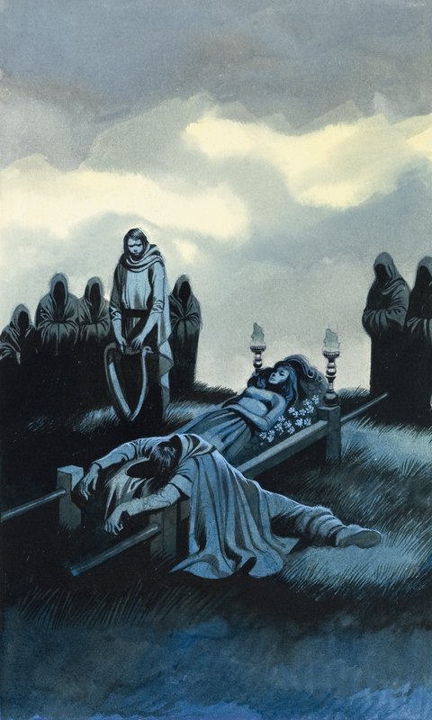 Tannhauser og Elizabeth (gouache på papir) av Ron Embleton