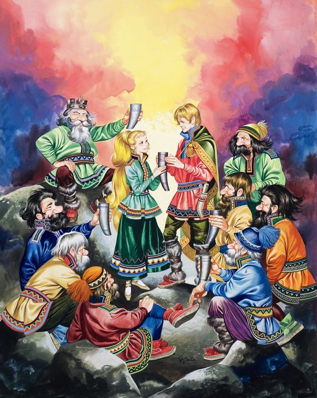 Trollenes hemmelighet (gouache på papir) av Ron Embleton