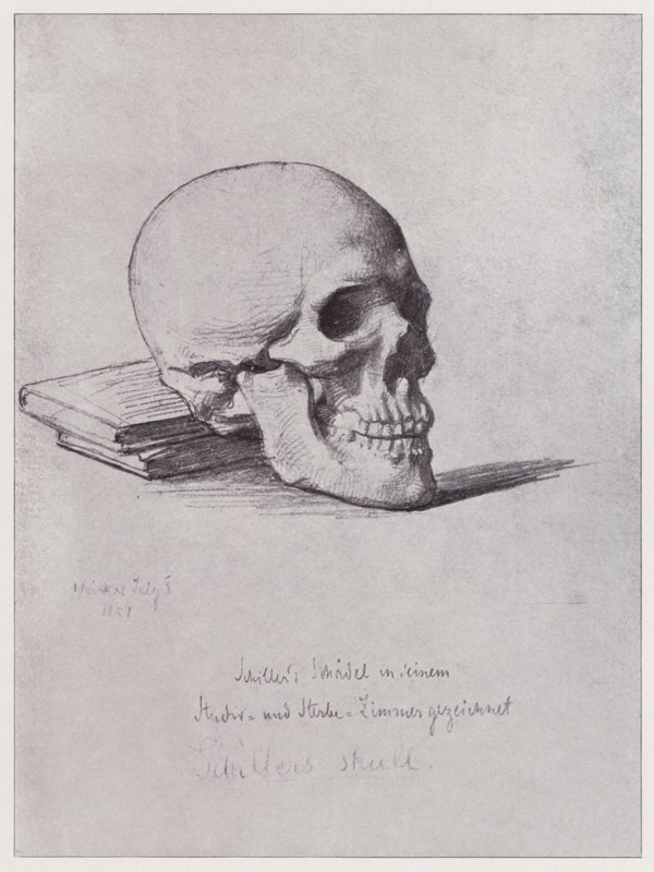Schillers hodeskalle (litho) av Rudolf Lehmann