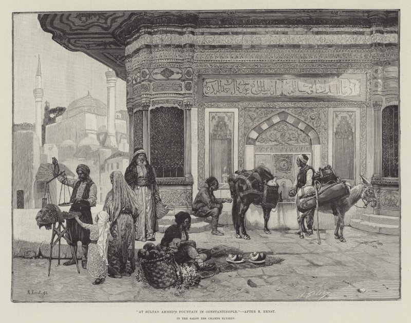 Ved Sultan Ahmeds fontene i Konstantinopel av Rudolphe Ernst