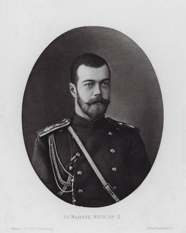 Den russiske hæren: Hans Majestet Nicholas II (s/hv-bilde) av Russian Photographer (after)