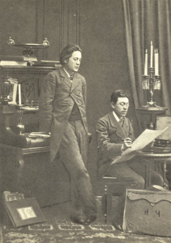 Anton Chekhov (til venstre) med broren Nikolay i Moskva av Russian Photographer