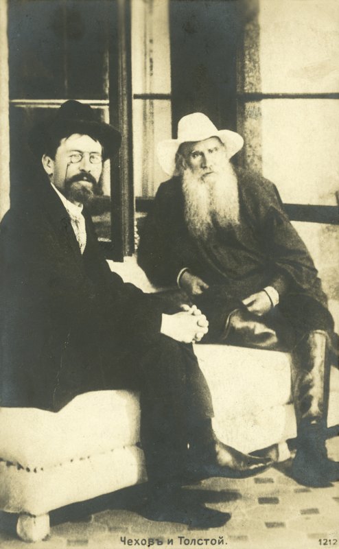 Anton Tsjekhov og Leo Tolstoj ved Jalta, Krim, 1900 av Russian Photographer