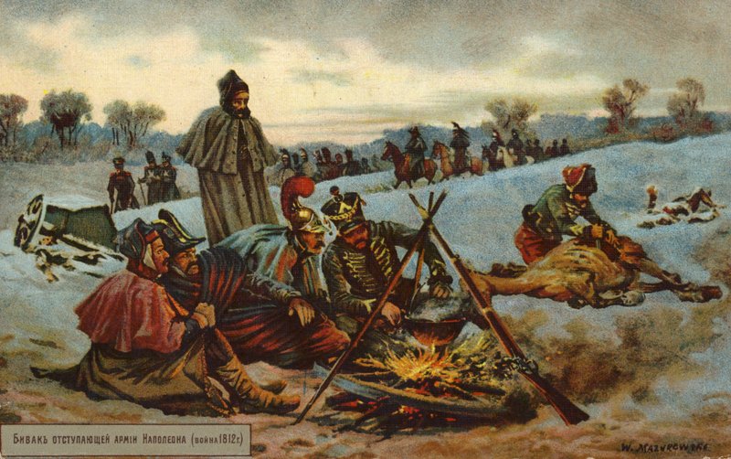 Napoleons trekker seg tilbake fra Moskva av Russian School