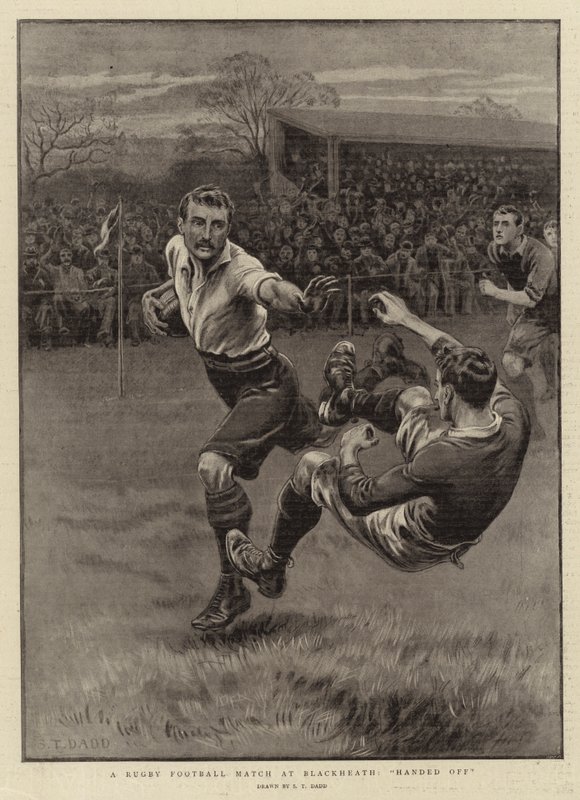 En rugbyfotballkamp på Blackheath, overlevert av S.T. Dadd