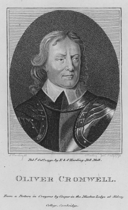 Oliver Cromwell (gravering) av S. (after) Harding