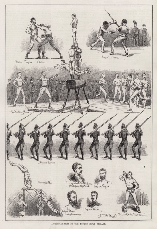 Assault-at-Arms av London Rifle Brigade (gravering) av S. T. Dadd