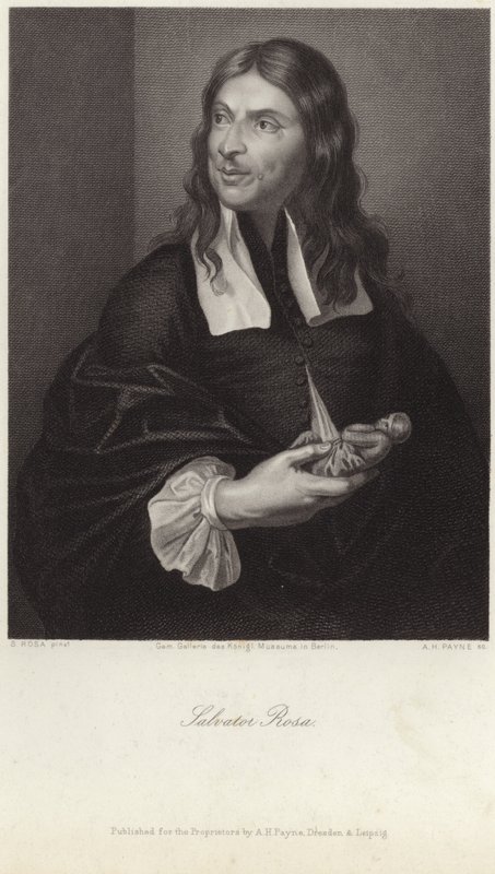 Portrett av Salvator Rosa (gravering) av Salvator (after) Rosa