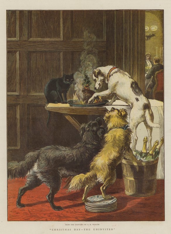Juledag, de ubudne (chromolitho) av Samuel Edmund Waller