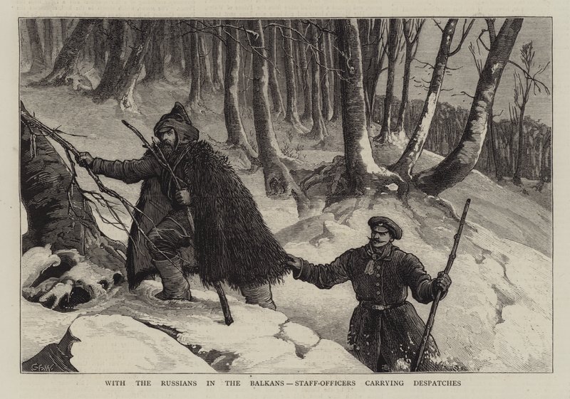 Med russerne på Balkan, stabsoffiserer som bærer forsendelser av Samuel Edmund Waller