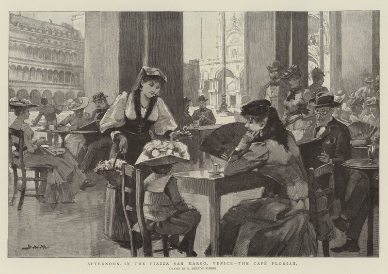 Ettermiddag på Piazza San Marco, Venezia, Cafe Florian av Samuel Melton Fisher