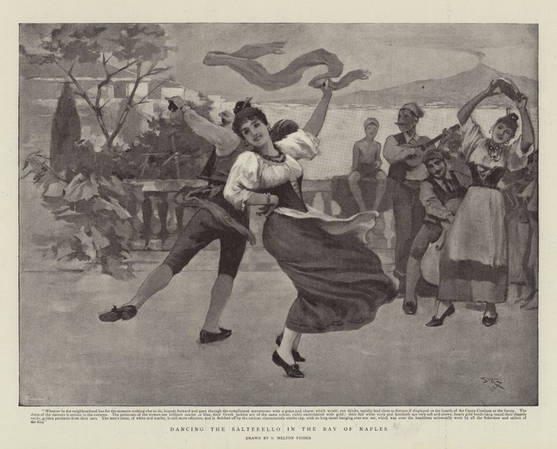 Danser Salterello i Napolibukta av Samuel Melton Fisher