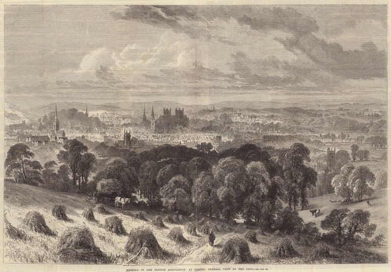 Møte i British Association i Exeter, General View of the City av Samuel Read