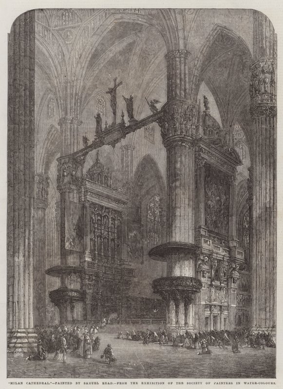 Milano-katedralen, fra utstillingen til Society of Painters in Water-Colours av Samuel Read