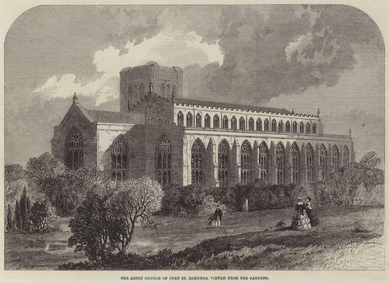 Abbey Church of Bury St Edmunds, sett fra Gardens av Samuel Read