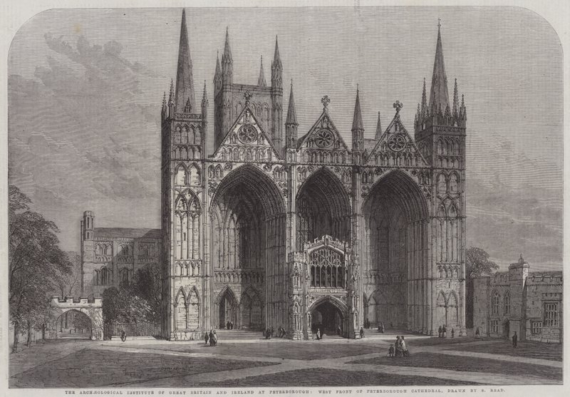 The Archaeological Institute of Great Britain and Ireland i Peterborough, West Front of Peterborough Cathedral av Samuel Read