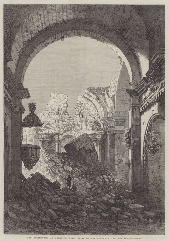 Jordskjelvet ved Arequipa, Peru, ruinene av kirken St Domingo av Samuel Read
