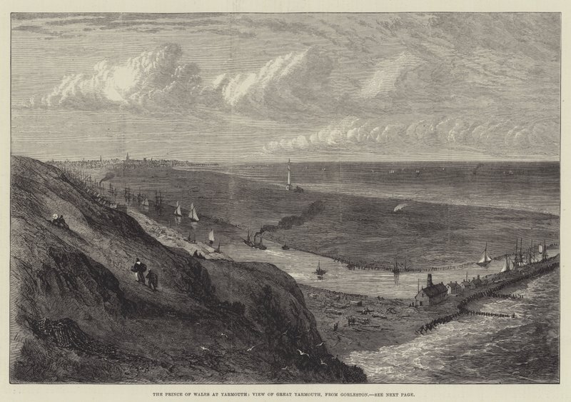 Prinsen av Wales ved Yarmouth, View of Great Yarmouth, fra Gorleston av Samuel Read