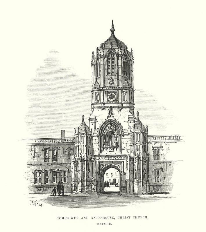 Tom-Tower og Gate-House, Christ Church, Oxford av Samuel Read