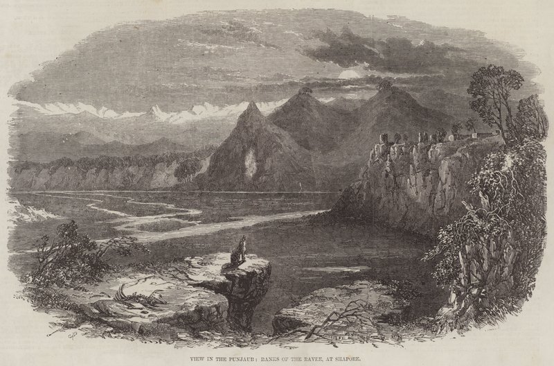 Utsikt i Punjaub, Banks of the Ravee, ved Shapore av Samuel Read