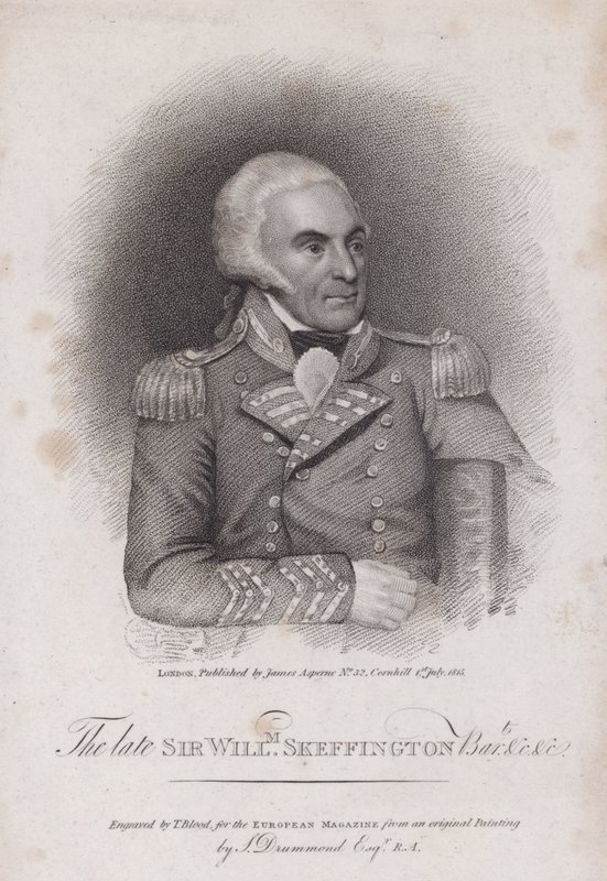 Sir William Skeffington (1742-1815), oberst i Leicestershire Yeomanry (gravering) av Samuel (after) Drummond