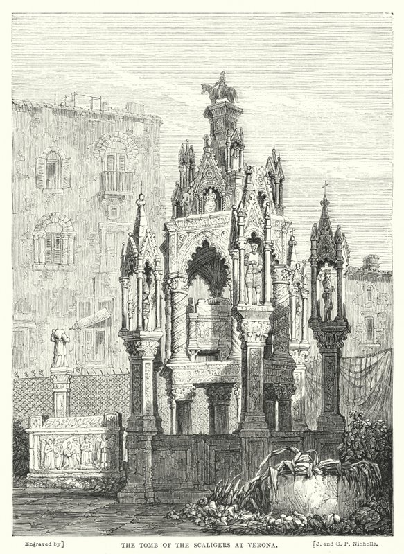 Scaligernes grav i Verona (gravering) av Samuel (after) Prout