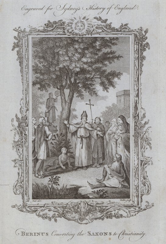 Berinus konverterer sakserne til kristendommen (gravering) av Samuel (after) Wale