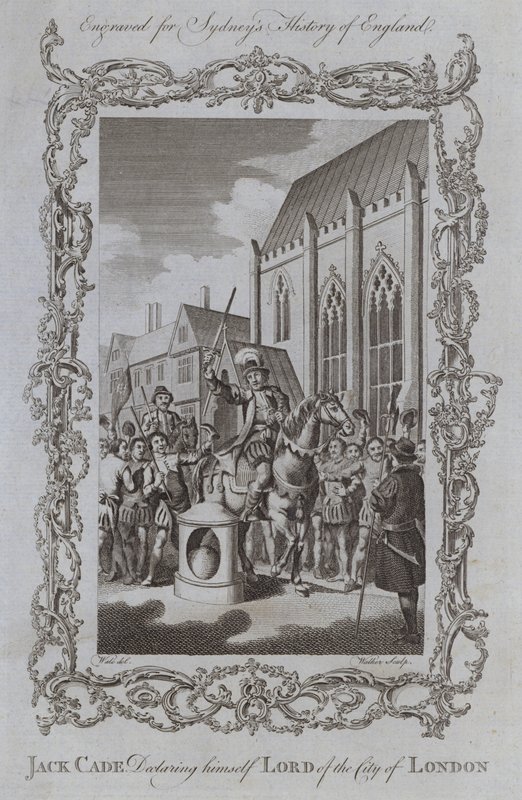 Jack Cade erklærer seg selv Lord of the City of London (gravering) av Samuel (after) Wale
