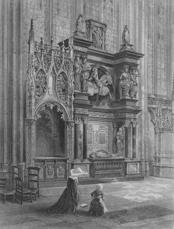 Graven til Louis de Breze, Rouen katedral (gravering) av Samuel John Hodson