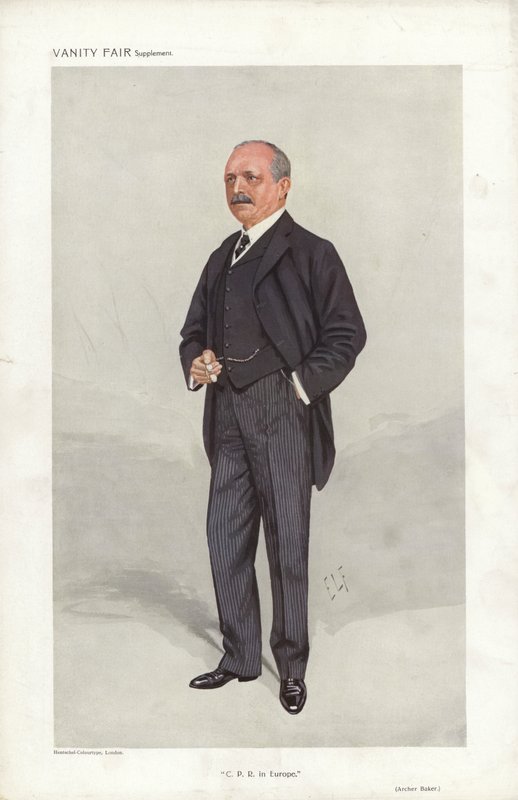 Archer Baker, C P R In Europe, Vanity Fair tegneserie (farge litho) av Samuel Luke (after) Fildes
