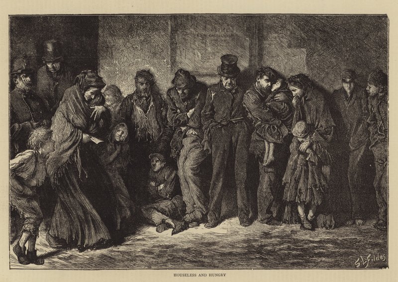 Husløs og sulten av Samuel Luke Fildes