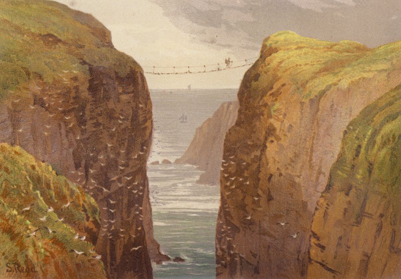 Nord for Irland, Carrick-a-Rede (farge litho) av Samuel Read
