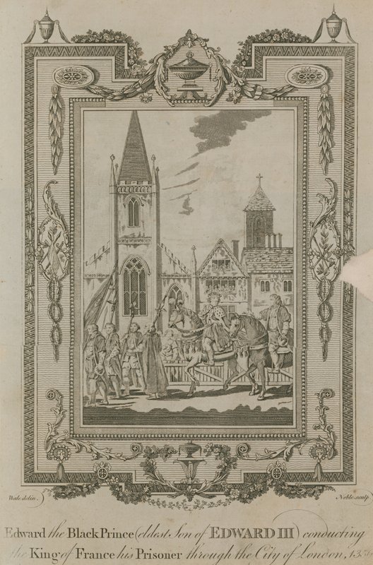 Edward den svarte prinsen fører fangen sin, kongen av Frankrike, gjennom London av Samuel Wale