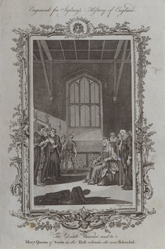 Dødsordren ble lest opp for Mary Queen of Scots i hallen hvor hun ble halshugget av Samuel Wale