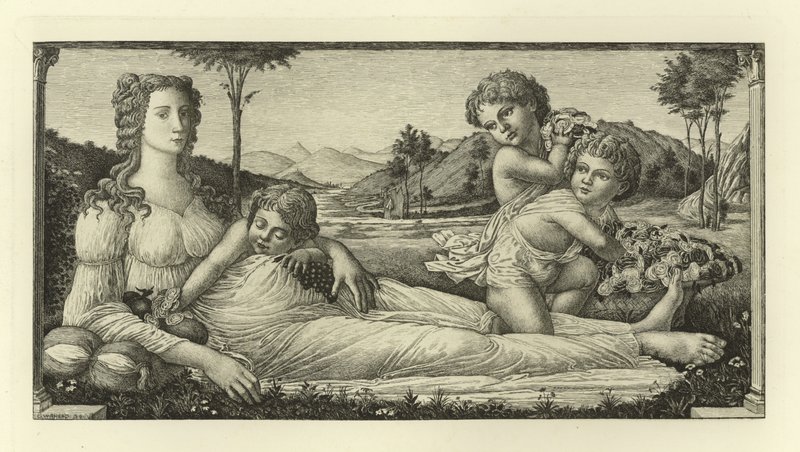 Venus tilbakelent med Amor av Sandro Botticelli