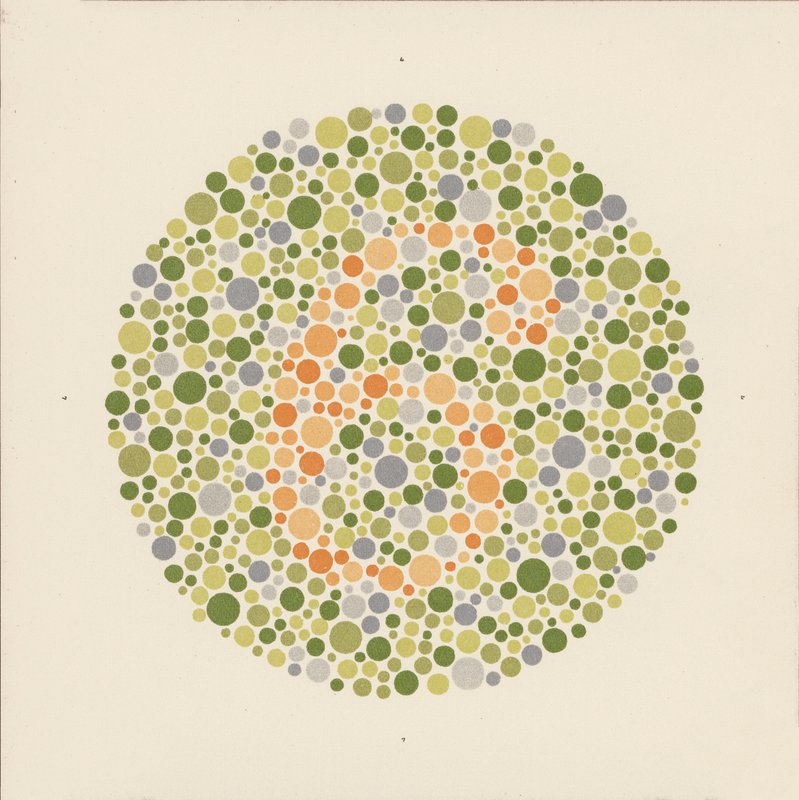 Ishihara fargetest for å oppdage fargeblindhet. (farge litho) av School Japanese