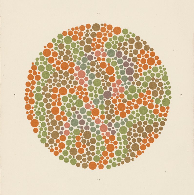 Ishihara fargetest for å oppdage fargeblindhet. (farge litho) av School Japanese