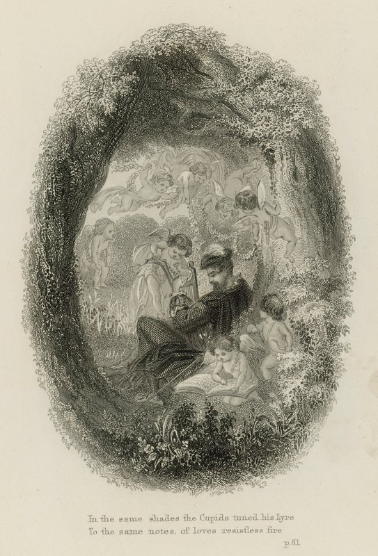 Scene fra Windsor Forest, av Alexander Pope (gravering) av Scottish School