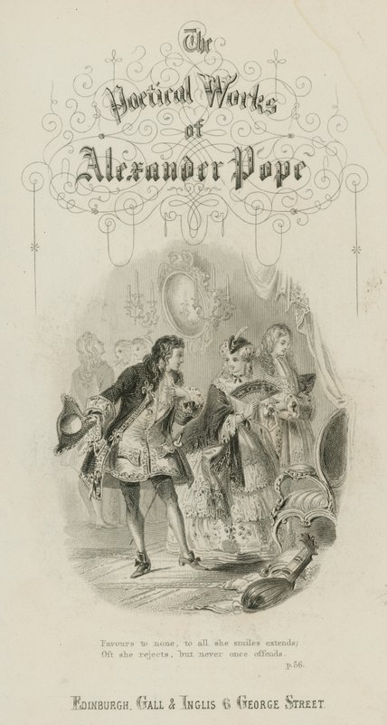Scene fra voldtekten av låsen, av Alexander Pope (gravering) av Scottish School
