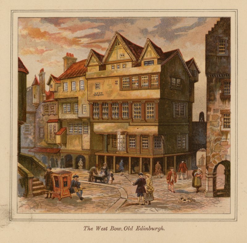 West Bow, Old Edinburgh (fargelitografi) av Scottish School
