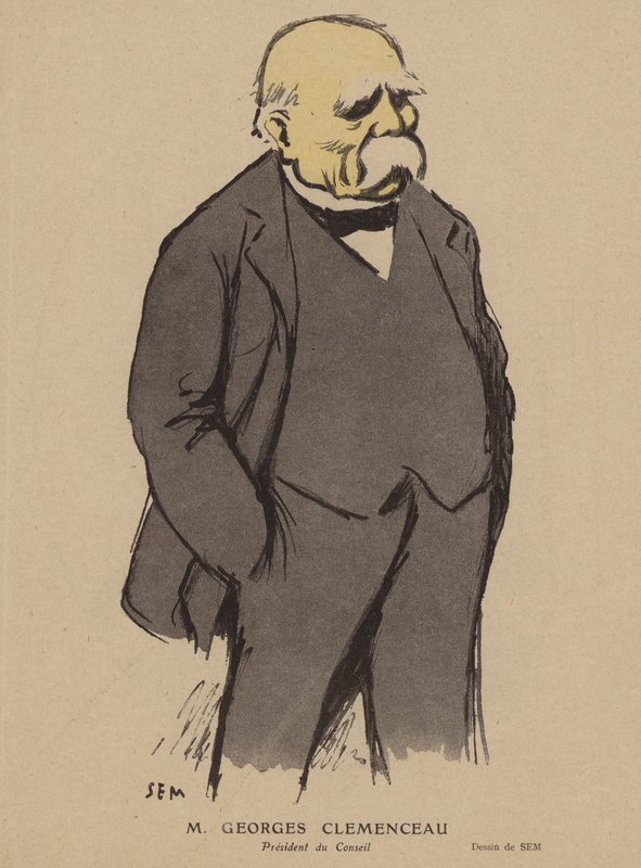 Georges Clemenceau , fransk politiker (farge litho) av Sem