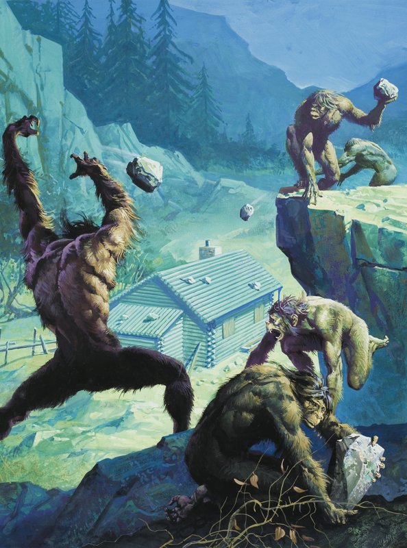 Big Foot, eller legendariske amerikanske menneskeaper (gouache på papir) av Severino Baraldi