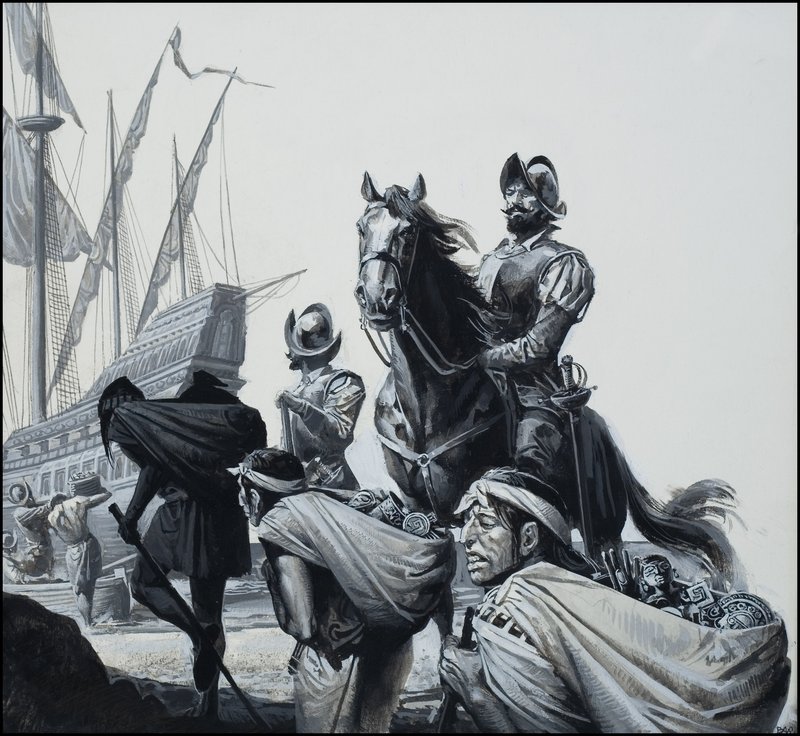Gulltransport gjennom Panama (gouache på papir) av Severino Baraldi