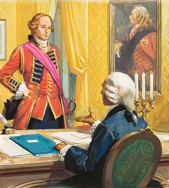 James Wolfe blir utnevnt av den britiske statsministeren, William Pitt av Severino Baraldi