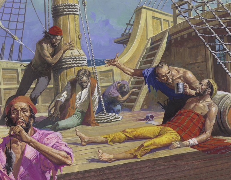 Magellans sjømenn på reisen over Stillehavet av Severino Baraldi